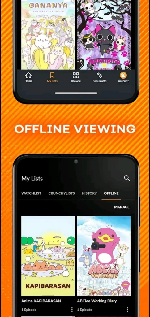 offline viewing feature in crunchyroll mod apk
